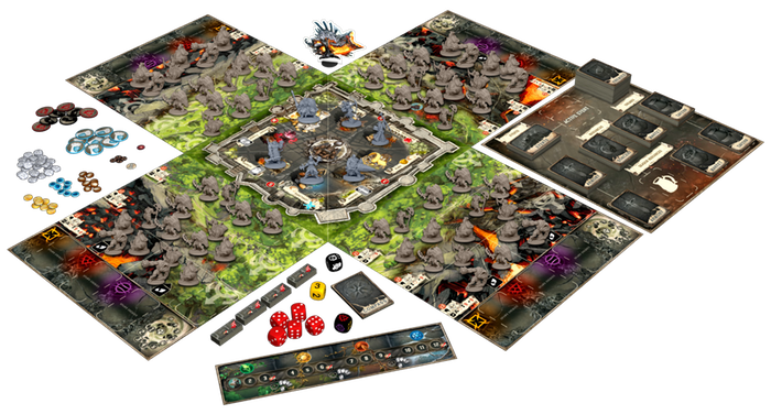 B-Sieged castle defense board game with miniatures set