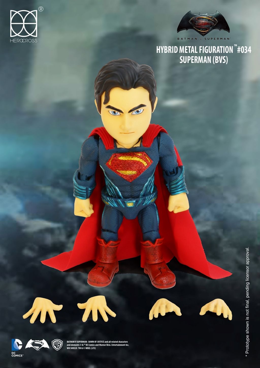Superman action figure with LED eyes and armored stance