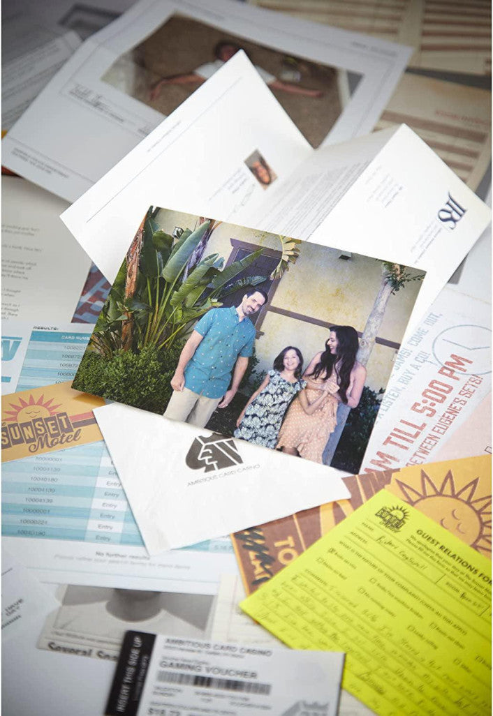 Hunt A Killer murder mystery board game set on table