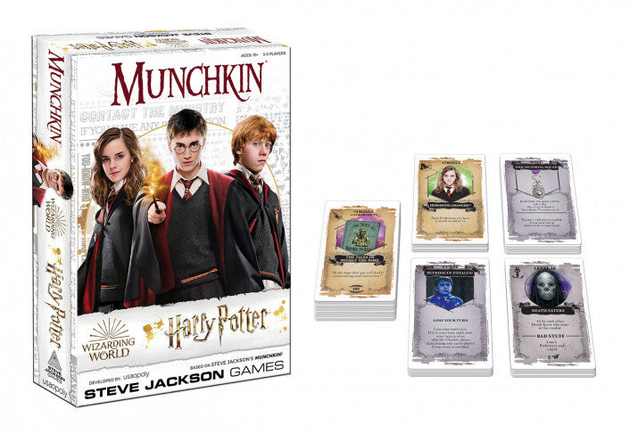 Harry Potter Munchkin board game box and cards