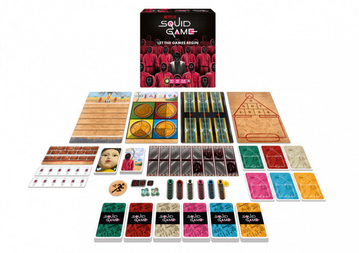 Squid Game board game set with cards and player tokens