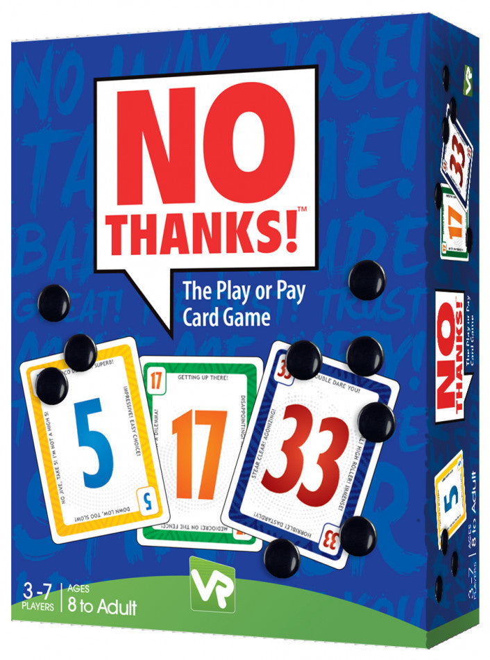 No Thanks card game with chips and score cards setup