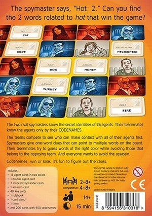 Codenames party word game and strategy board setup