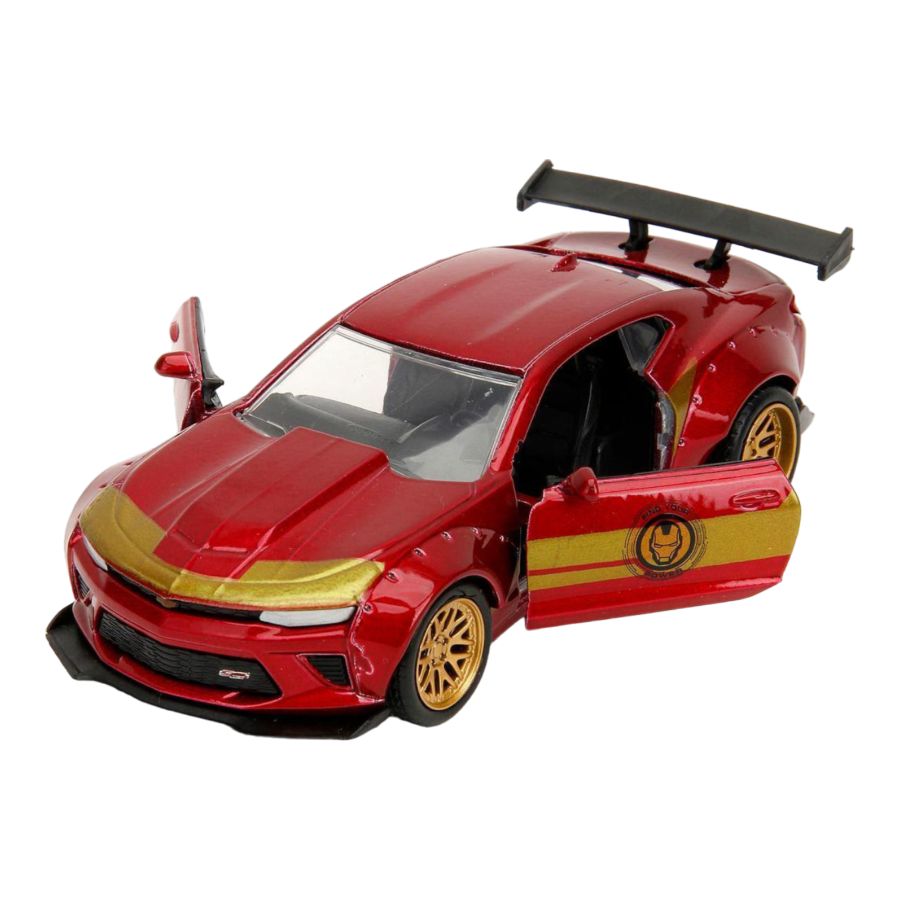 Ironman figure with Chevy Camaro SS Marvel diecast car