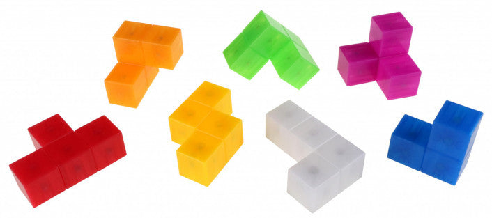 Magnetic block puzzle set with colored pieces connected