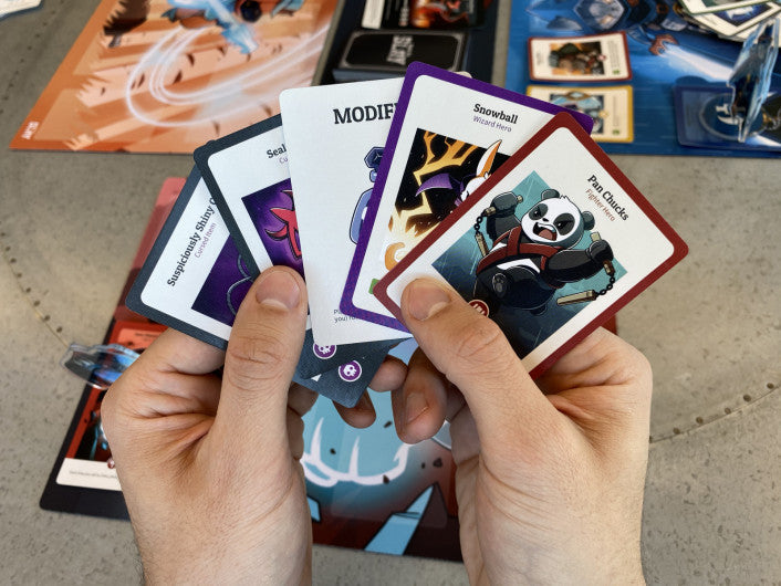 Here to Slay fantasy strategy card game with dice