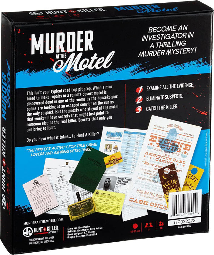 Hunt A Killer murder mystery board game set on table