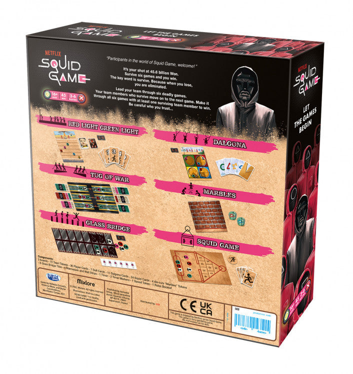 Squid Game board game set with cards and player tokens