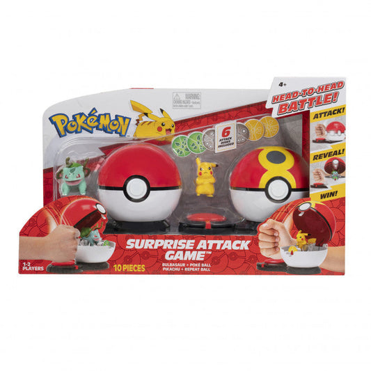 Pokemon toys battle game with Bulbasaur and Pikachu figures