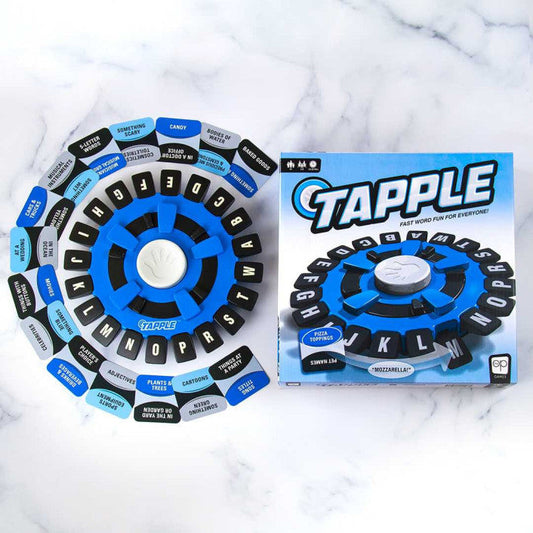 Tapple board game family word game with timer and letter wheel