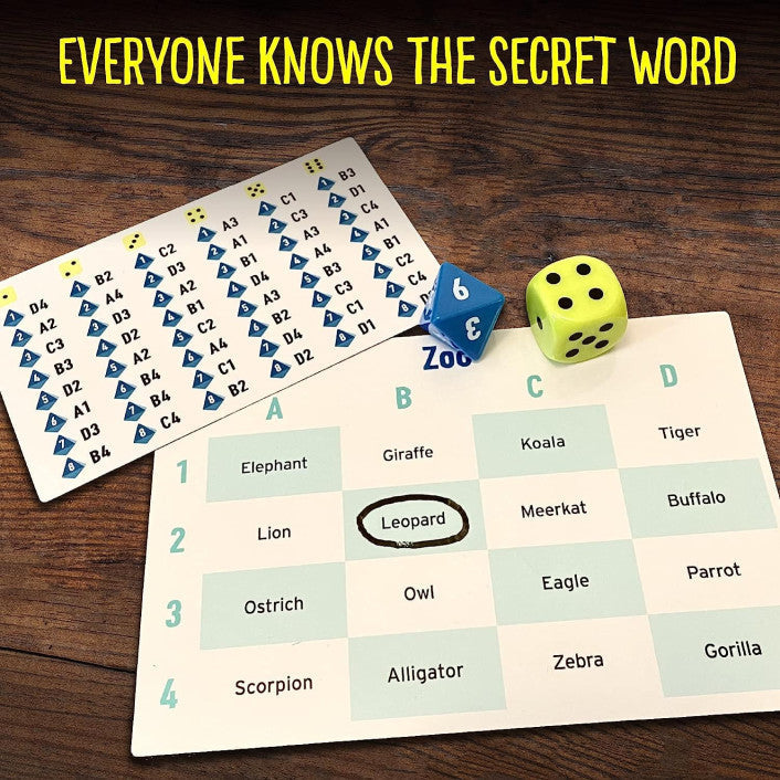 Chameleon the game bluffing cards and secret word board