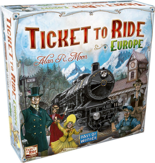 Ticket to Ride Europe board and train cards on table