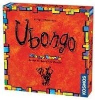 Ubongo geometric puzzle tile game setup with gem pieces