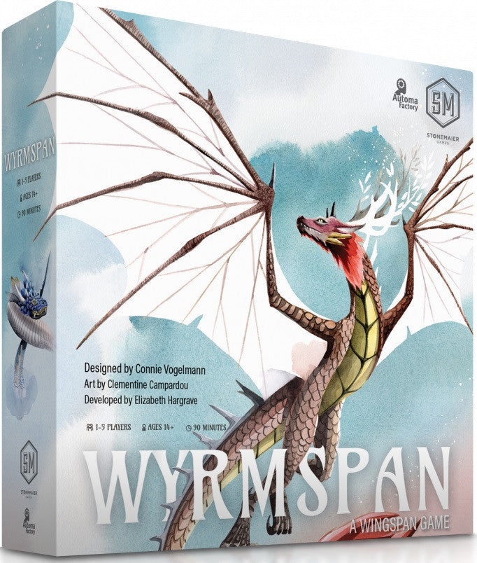 Wyrmspan board game box front with fantasy dragon theme