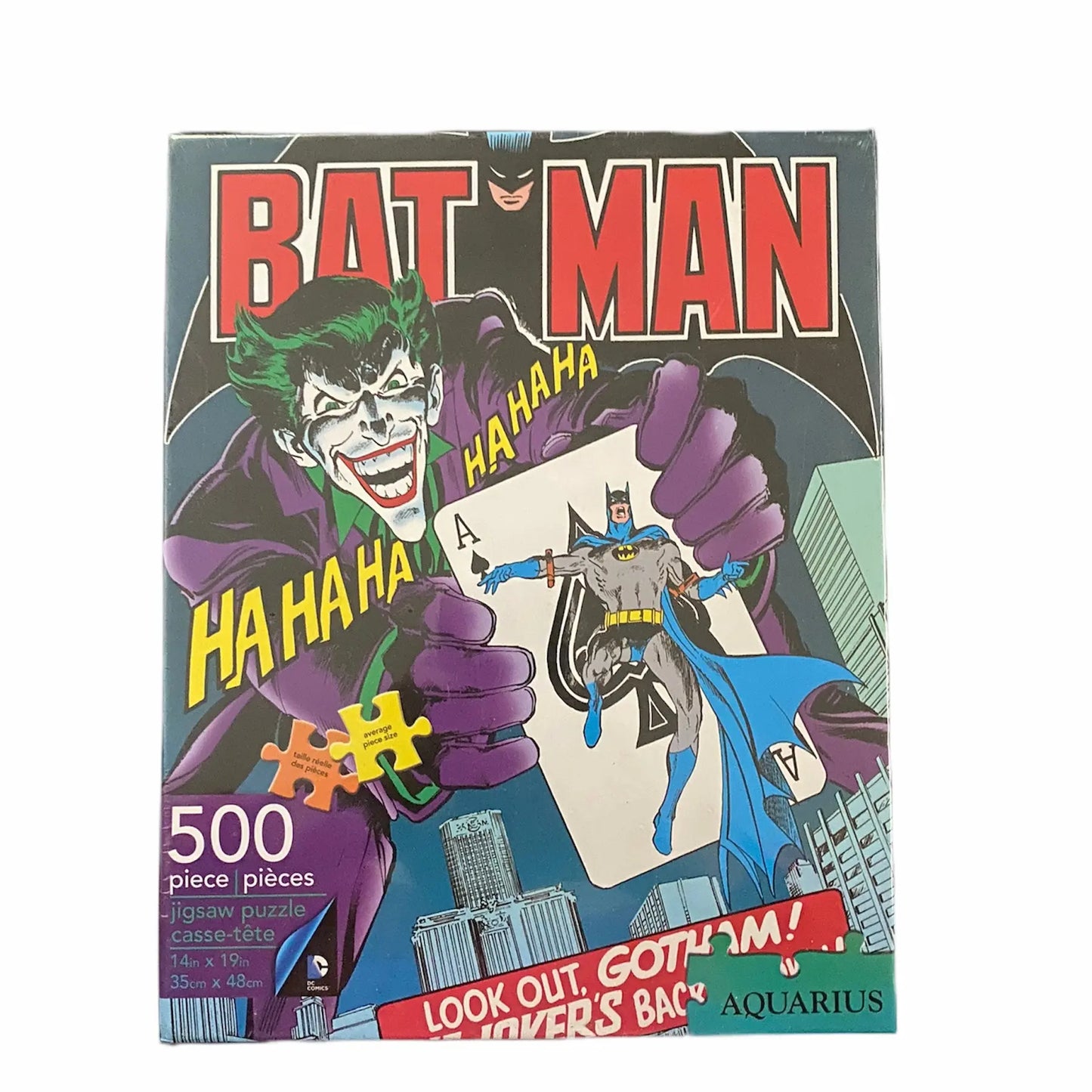 DC Joker 500 piece jigsaw puzzle box on table