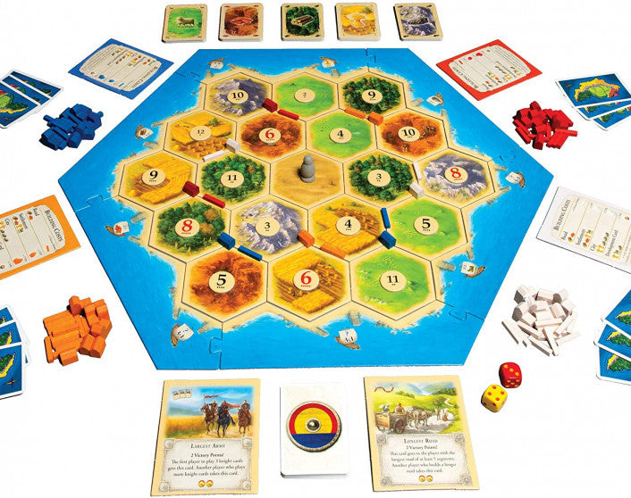 Catan Trade Build Settle board game with resource cards