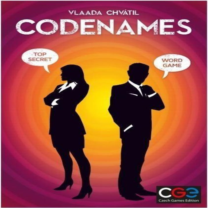Codenames party word game and strategy board setup