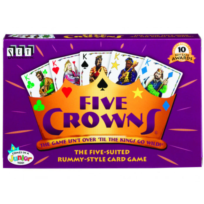 Five Crowns card game box with five-suited rummy deck